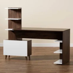 Tobias Two-Tone Wood Storage Computer Desk With Shelves Walnut - Baxton Studio -Urban Dwell Gear Outlet Store GUEST 6783fb58 37a8 47f2 a8c4 b50a78ff3e32