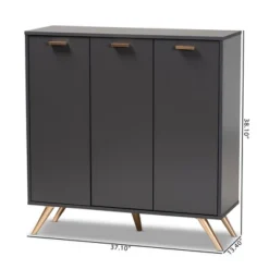 Kelson Wood 3 Door Cabinet Dark Gray/Gold - Baxton Studio -Urban Dwell Gear Outlet Store GUEST 691c2226 5d3f 4829 b9b7 3899291fd59f