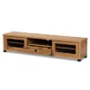 Beasley Wood 1 Drawer TV Stand For TVs Up To 65" Oak Brown/Black - Baxton Studio