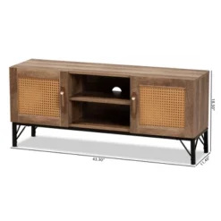 Veanna Bohemian Natural Wood And Metal 2 Door Synthetic Rattan TV Stand For TVs Up To 40" Brown/Black - Baxton Studio 17 Veanna Bohemian Natural Wood And Metal 2 Door Synthetic Rattan TV Stand For TVs Up To 40" Brown/Black - Baxton Studio -Urban Dwell Gear Outlet Store GUEST 6a36c958 f80b 4bf8 a7e6 3b72b4ade40a