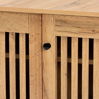 Fernanda Wood 3 Door Cabinet Oak Brown/Black - Baxton Studio 4 Fernanda Wood 3 Door Cabinet Oak Brown/Black - Baxton Studio - Image 4