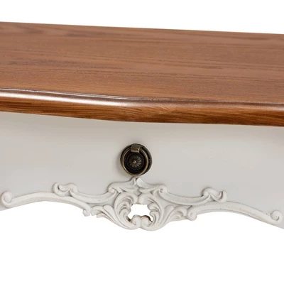 Sophie Small 3 Drawer Wood Console Table White/Brown - Baxton Studio 4 Sophie Small 3 Drawer Wood Console Table White/Brown - Baxton Studio - Image 4