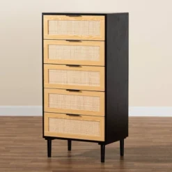 Maureen Wood And Rattan 5 Drawer Storage Chest Espresso/Natural Brown - Baxton Studio -Urban Dwell Gear Outlet Store GUEST 6a7f4239 4c40 4cd9 9a98 d6ec18d2f86c