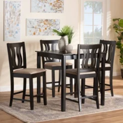 5pc Fenton Fabric Upholstered And Wood Pub Dining Set Dark Brown - Baxton Studio 10 5pc Fenton Fabric Upholstered And Wood Pub Dining Set Dark Brown - Baxton Studio -Urban Dwell Gear Outlet Store GUEST 6aa875a3 ef2c 4e81 adbc 5c99092e30f3