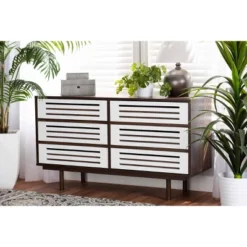 6 Drawer Wood Dresser And Meike Two-Tone Walnut/White - Baxton Studio -Urban Dwell Gear Outlet Store GUEST 6b6ae715 5fd6 4c29 a24e 55ca8686ece7