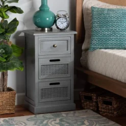 Sheldon Vintage Wood And Synthetic Rattan 3 Drawer Nightstand Gray - Baxton Studio 11 Sheldon Vintage Wood And Synthetic Rattan 3 Drawer Nightstand Gray - Baxton Studio -Urban Dwell Gear Outlet Store GUEST 6b9b9b34 70ba 42a0 89d7 8860b8b09404