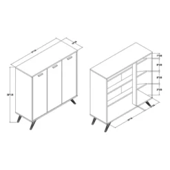 Kelson Wood 3 Door Cabinet Dark Gray/Gold - Baxton Studio -Urban Dwell Gear Outlet Store GUEST 6bc0b92b e643 484d bc6d 8254075a6487