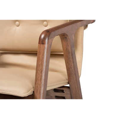 2pc Marcena Imitation Leather Upholstered And Wood Dining Chair Set - Baxton Studio 4 2pc Marcena Imitation Leather Upholstered And Wood Dining Chair Set - Baxton Studio - Image 4