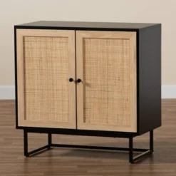 Declan Wood And Natural Rattan 2 Door Storage Cabinet Espresso Brown/Black - Baxton Studio -Urban Dwell Gear Outlet Store GUEST 6e2ff853 f85d 47ff 835a a8b1345e94fc