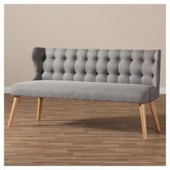 Melody Mid-Century Modern Fabric And Natural Wood Finishing 3 Seater Settee Bench Gray - Baxton Studio -Urban Dwell Gear Outlet Store GUEST 6e3f0d64 b623 4128 b927 98ade8a8eac1