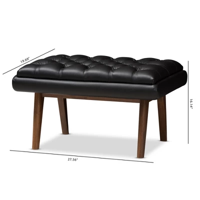 Baxton Studio Annetha Mid Century Modern Walnut Finished Wood Faux Leather Upholstered Ottoman Black 7 Baxton Studio Annetha Mid Century Modern Walnut Finished Wood Faux Leather Upholstered Ottoman Black - Image 7