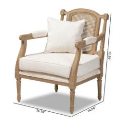 Clemence Upholstered Whitewashed Wood Accent Chair Ivory/Oak - Baxton Studio -Urban Dwell Gear Outlet Store GUEST 6fecbaac e8bd 43c5 b215 7897d5863042