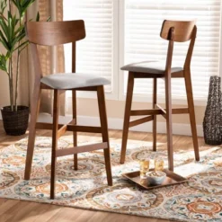 2pc Cameron Wood Counter Height Barstools Gray/Walnut/Brown - Baxton Studio -Urban Dwell Gear Outlet Store GUEST 70664dff e934 4144 acd4 81b2ffb3e3d7