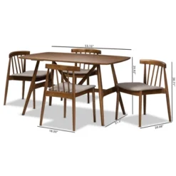 5pc Wyatt Midcentury Modern Walnut Wood Dining Set Beige/Brown - Baxton Studio 15 5pc Wyatt Midcentury Modern Walnut Wood Dining Set Beige/Brown - Baxton Studio -Urban Dwell Gear Outlet Store GUEST 70d31893 4b7e 44ea 8caf 409763495337