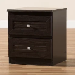 Carine Modern And Contemporary Finished 2 Drawer Nightstand Dark Brown - Baxton Studio -Urban Dwell Gear Outlet Store GUEST 711c7d67 aab4 4fc3 9935 dba29ecd5384