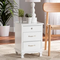 Layton Wood 3 Drawer Nightstand White - Baxton Studio -Urban Dwell Gear Outlet Store GUEST 71dcd94d f980 4ec1 bd8f b2f3f6a1be4c