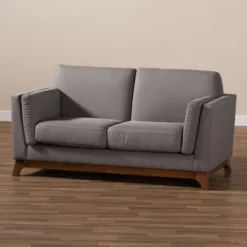 Baxton Studio Sava Fabric Upholstered Walnut Wood 2 Seater Loveseat Gray - BaxtonStudio -Urban Dwell Gear Outlet Store GUEST 7262e7b8 6e4f 4395 af0e 3913c31d4eb5