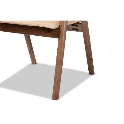 2pc Marcena Imitation Leather Upholstered And Wood Dining Chair Set - Baxton Studio 5 2pc Marcena Imitation Leather Upholstered And Wood Dining Chair Set - Baxton Studio - Image 5