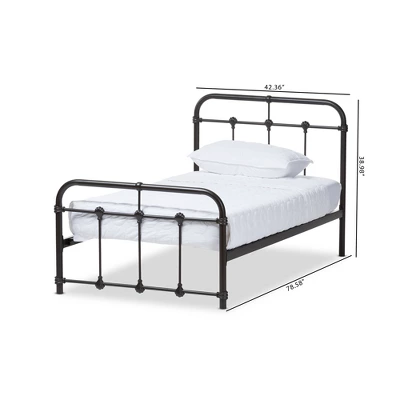 Twin Mandy Vintage Industrial Finished Metal Platform Bed Black - Baxton Studio 5 Twin Mandy Vintage Industrial Finished Metal Platform Bed Black - Baxton Studio - Image 5