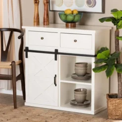 Nadia Wood And Metal 2 Door Sideboard Buffet White/Black - Baxton Studio -Urban Dwell Gear Outlet Store GUEST 74811579 fdb8 41cd a3e0 a6a02804ae61