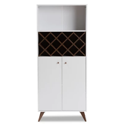 Baxton Studio Serafino And Walnut Finished Wood Wine Cabinet White/Brown - BaxtonStudio 7 Baxton Studio Serafino And Walnut Finished Wood Wine Cabinet White/Brown - BaxtonStudio - Image 7
