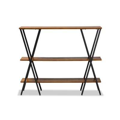 Norton Rustic And Industrial Wood And Black Metal Console Table Walnut Brown - Baxton Studio 1 Norton Rustic And Industrial Wood And Black Metal Console Table Walnut Brown - Baxton Studio