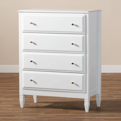 4 Drawer Naomi Wood Bedroom Chest White/Gold - Baxton Studio 7 4 Drawer Naomi Wood Bedroom Chest White/Gold - Baxton Studio - Image 7