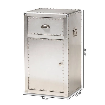 Serge Metal 1 Door Accent Storage Cabinet Silver - Baxton Studio 10 Serge Metal 1 Door Accent Storage Cabinet Silver - Baxton Studio - Image 10