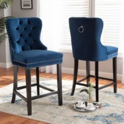 2pc Howell Modern Velvet Upholstered Wood Counter Height Barstool Set - Baxton Studio -Urban Dwell Gear Outlet Store GUEST 7784edb8 6a7c 4c90 acb7 bc40d06aef5e