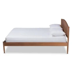 Leanora Wood Platform Bed Ash Walnut - Baxton Studio
