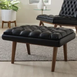 Baxton Studio Annetha Mid Century Modern Walnut Finished Wood Faux Leather Upholstered Ottoman Black 11 Baxton Studio Annetha Mid Century Modern Walnut Finished Wood Faux Leather Upholstered Ottoman Black -Urban Dwell Gear Outlet Store GUEST 77edb94e 54e5 441e a00a c93d45ae36a6