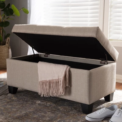 Michaela Modern And Contemporary Fabric Upholstered Storage Ottoman - Baxton Studio 8 Michaela Modern And Contemporary Fabric Upholstered Storage Ottoman - Baxton Studio - Image 8