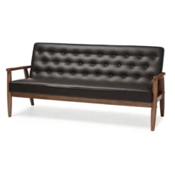 Sorrento Mid-Century Retro Modern Faux Leather Upholstered Wooden 3 Seater Sofa - Baxton Studio -Urban Dwell Gear Outlet Store GUEST 7944c189 23b8 448e ad56 0b0a4ea0ccce
