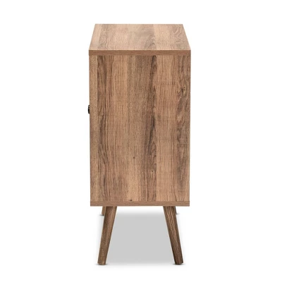 Yuna Natural Brown Wood And Metal 2 Door Storage Cabinet Natural Brown/Black - Baxton Studio 3 Yuna Natural Brown Wood And Metal 2 Door Storage Cabinet Natural Brown/Black - Baxton Studio - Image 3