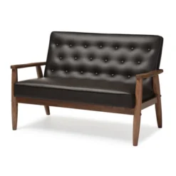 Sorrento Mid-Century Retro Modern Faux Leather Upholstered Wooden 2 Seater Loveseat - Baxton Studio -Urban Dwell Gear Outlet Store GUEST 7b165166 8cee 4791 a4ed 8b3d0e0911b3