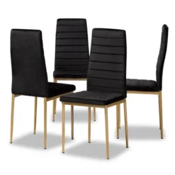 4pc Armand Velvet Fabric Upholstered And Metal Dining Chair Set - Baxton Studio -Urban Dwell Gear Outlet Store GUEST 7b45efd5 4a4d 47d2 938a 67be32c8539e