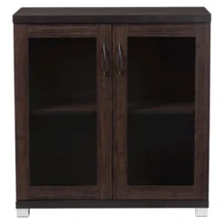 Zentra Modern And Contemporary Sideboard Storage Cabinet With Glass Doors - Dark Brown - Baxton Studio