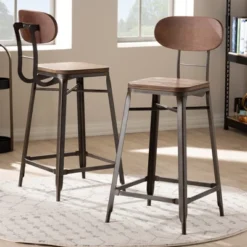 Set Of 2 Varek Bamboo And Rust Finished Steel Stackable Counter Height Barstools Brown - Baxton Studio -Urban Dwell Gear Outlet Store GUEST 7bc08327 0eab 4031 bd0e 0d1260024f5b