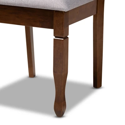 5pc Leon Modern Fabric Upholstered And Wood Dining Set Gray/Walnut - Baxton Studio 5 5pc Leon Modern Fabric Upholstered And Wood Dining Set Gray/Walnut - Baxton Studio - Image 5