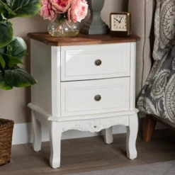 2 Drawer Darlene Wood Nightstand White/Cherry Brown - Baxton Studio -Urban Dwell Gear Outlet Store GUEST 7c9bdaab daee 44d9 ae45 c8cd4d6f1f8a