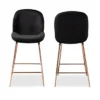 2pc Lander Velvet Fabric Upholstered Metal Counter Stool Set - Baxton Studio