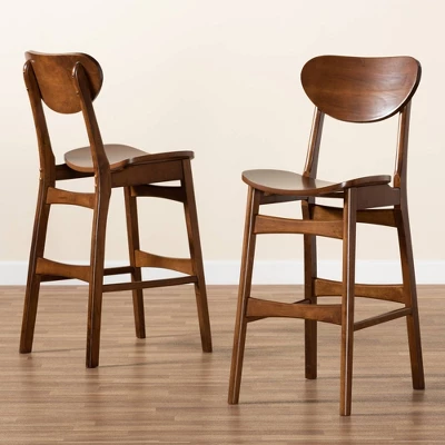 2pc Katya Wood Barstool Set - Baxton Studio 6 2pc Katya Wood Barstool Set - Baxton Studio - Image 6