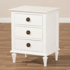 Venezia French - Inspired Rustic Washed Wood 3 - Drawer Nightstand - White - Baxton Studio -Urban Dwell Gear Outlet Store GUEST 7e1303eb d199 44d3 82c2 9083aa416959