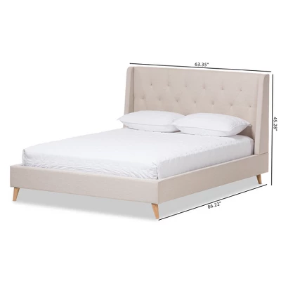 Adelaide Retro Modern Fabric Upholstered Platform Bed - Baxton Studio 5 Adelaide Retro Modern Fabric Upholstered Platform Bed - Baxton Studio - Image 5