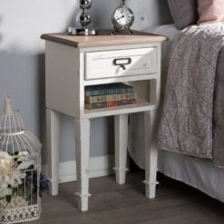 Dauphine 1 Drawer Provincial Style Oak And Distressed Finish Wood Nightstand White - Baxton Studio 11 Dauphine 1 Drawer Provincial Style Oak And Distressed Finish Wood Nightstand White - Baxton Studio -Urban Dwell Gear Outlet Store GUEST 7eab99ae deda 46b6 a07e a07ff27e9783