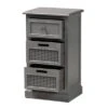 Sheldon Vintage Wood And Synthetic Rattan 3 Drawer Nightstand Gray - Baxton Studio