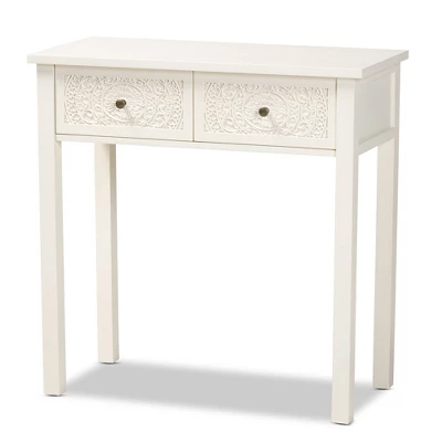 Lambert Wood 2 Drawer Console Table White - Baxton Studio 4 Lambert Wood 2 Drawer Console Table White - Baxton Studio - Image 4