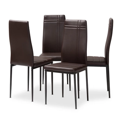 Set Of 4 Matiese Modern And Contemporary Faux Leather Upholstered Dining Chairs - Baxton Studio 7 Set Of 4 Matiese Modern And Contemporary Faux Leather Upholstered Dining Chairs - Baxton Studio - Image 7
