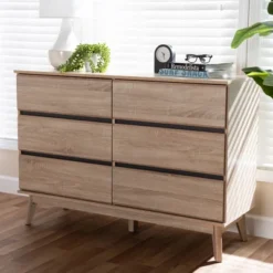 Mirren Light Oak 6 Drawer Dresser Brown, Dark Gray - Baxton Studio -Urban Dwell Gear Outlet Store GUEST 7eeb2213 a484 4a09 a307 2807813b0ac1