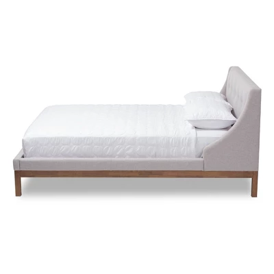 Louvain Modern And Contemporary Fabric Upholstered Walnut - Finished Platform Bed Grayish Beige - Baxton Studio 1 Louvain Modern And Contemporary Fabric Upholstered Walnut - Finished Platform Bed Grayish Beige - Baxton Studio